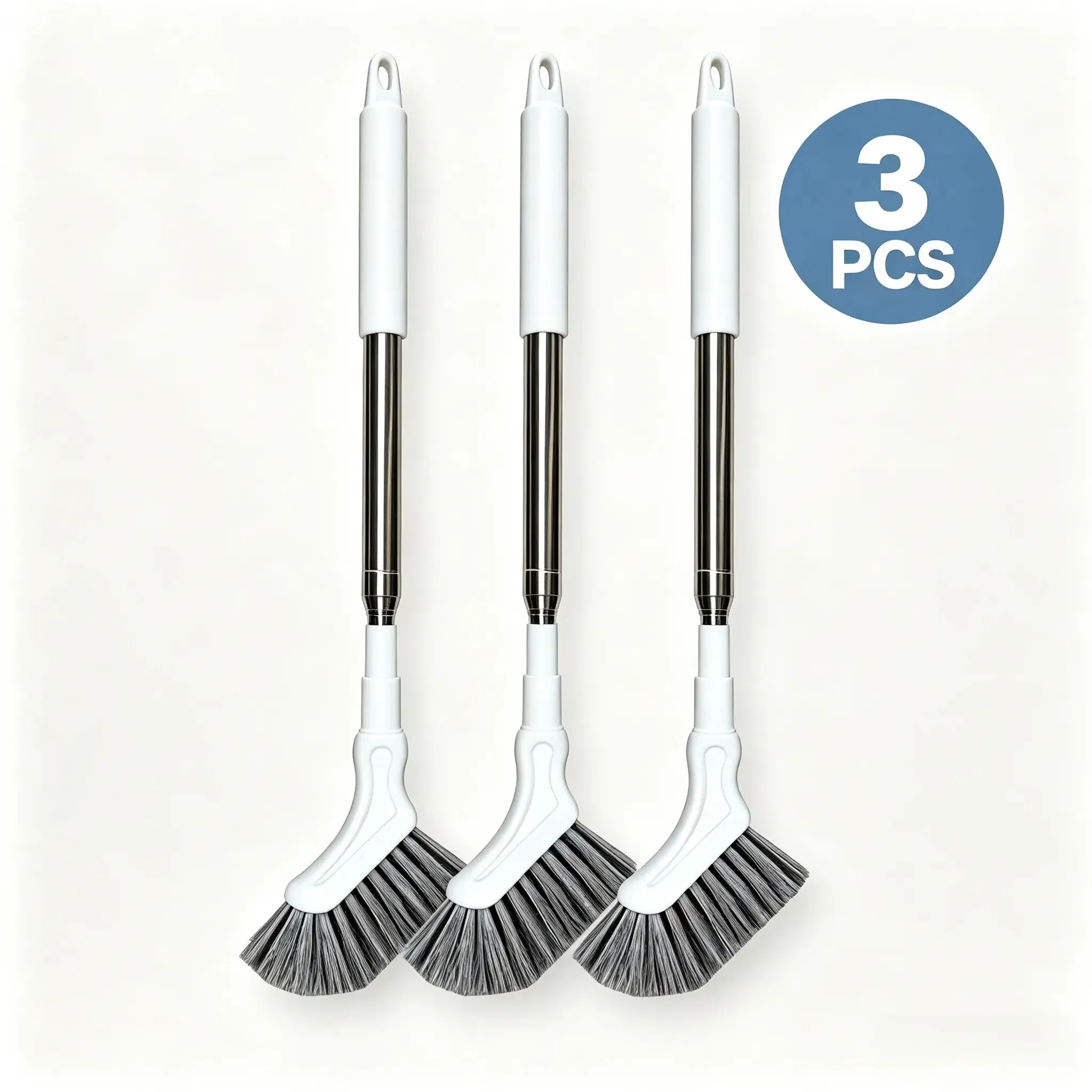 3PCS Adjustable Length Stainless Steel Telescopic Long Handle Crevice Cleaning Brush, Narrow Gap Cleaner for Bathroom, Hard-to-Reach Spaces