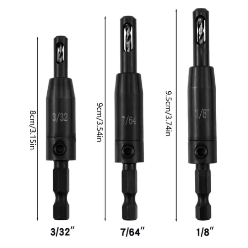 3 PCS Self Centering Drill Bit Set Clic-Change HSS Center Drill Bit Hex Shank Hinge Drill Bit