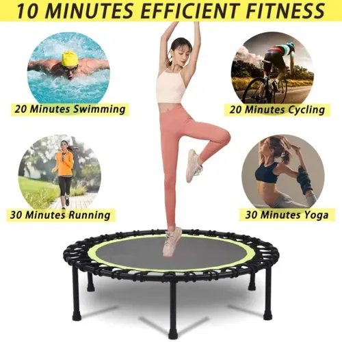 40 Inch Fitness Trampoline For Adults 400bls Indoor Outdoor Silent Jumping Bed Elastic Trampolines Aerobic Exercise Workout