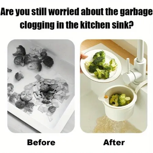 Self-Cleaning Push-Type Sink Strainer Basket - Automatic Food Waste Drain Basket with Removable Bottom, Easy Installation