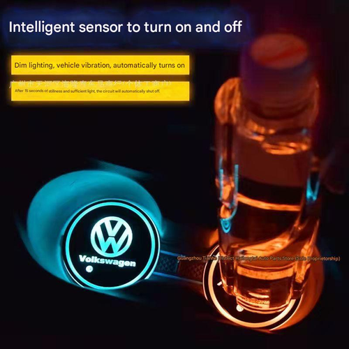 Car luminous rainbow LED coaster anti slip mat luminous automatic sensing decorative atmosphere light