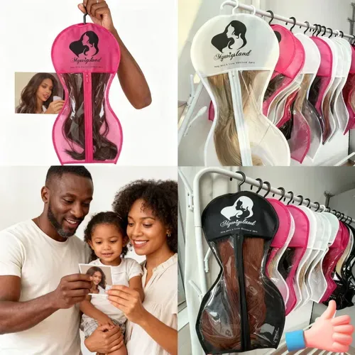 3-piece wig storage bag, cylindrical non-woven fabric hanging storage bag