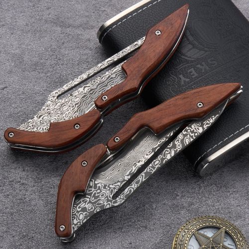 High-Hardness Damascus Pattern Folding Tool for Outdoor Survival
