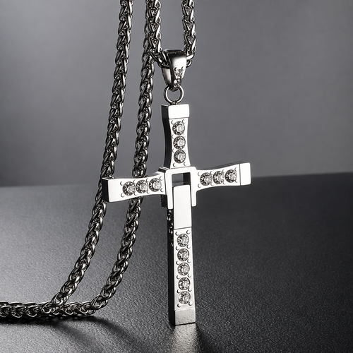 Stainless Steel Chain Gold Sliver Color Cross Pendant Necklace Men Women Hanging Activity Male Gift