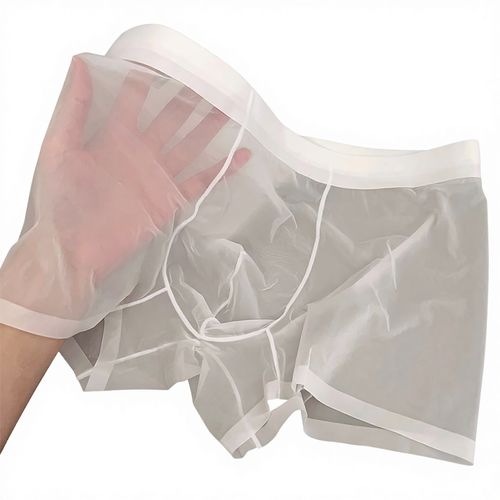 Ultra Thin Sheer Sexy and Seamless Men Ice Silk Boxer Briefs