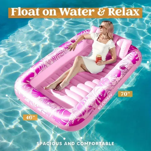 Inflatable Tanning Pool Lounger Float Extra Large Pool Floats for Adult Summer Water Party Gifts