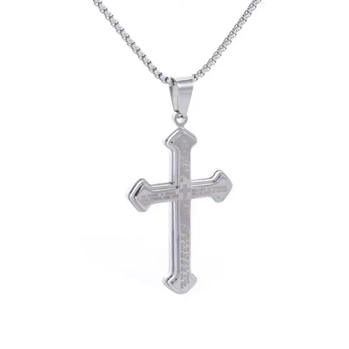 High Quality Stainless Steel Religious Cross Pendant Necklace Punk Fashion Men's Retro Jewelry Gift