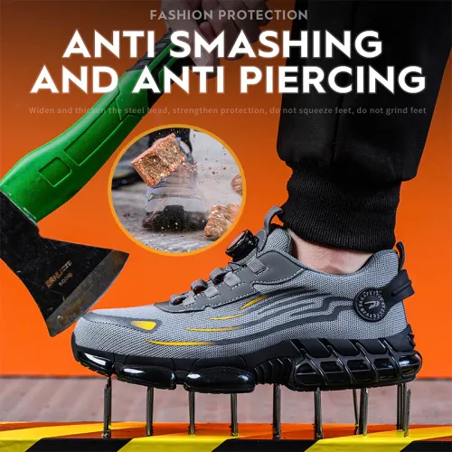 Rotating Button Safety Shoes Men Steel Toe Sneaker Air Cushion Work Shoes Man Puncture Proof Work Safety Boots Protective Shoes
