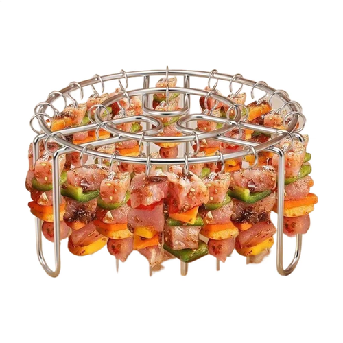 3-Piece Air Fryer Grill Rack Set – Round, Multi-Prong, Detachable Hanging Skewer Rack (Each rack includes 24 skewers)