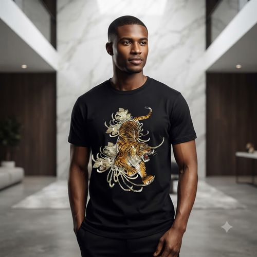 New European and American Style Printed Comfortable and Breathable Round Neck Pure
