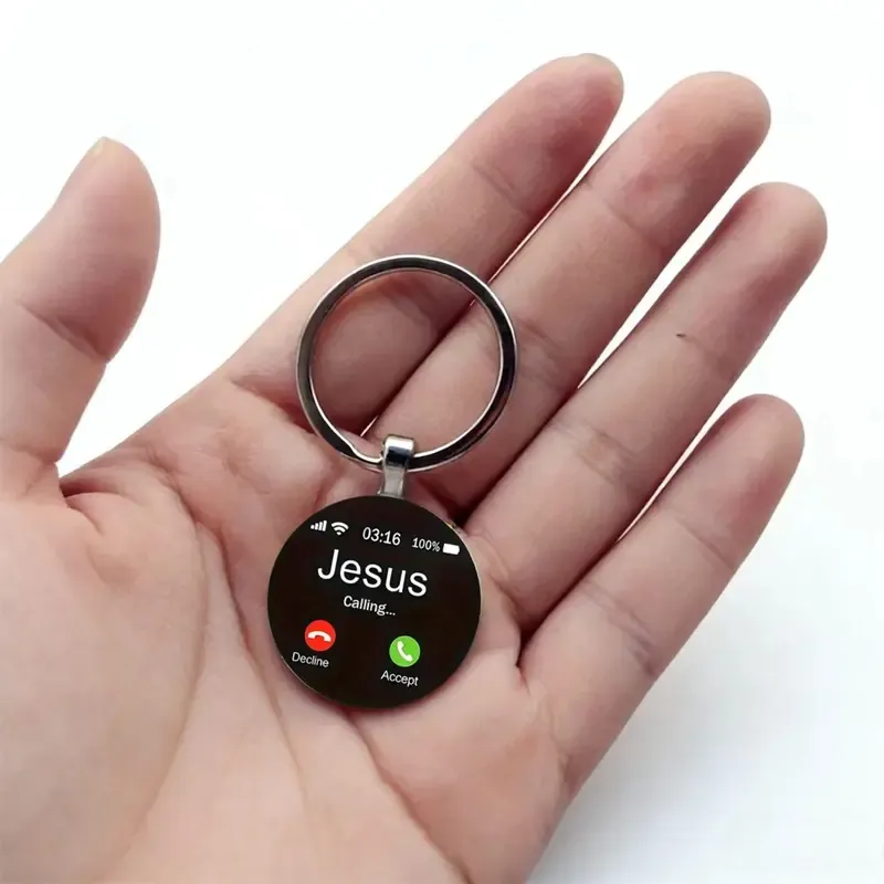 8PCS Jesus Calling Keychain, Christian Key Ring Gift, Faith Inspirational Keychain, Religious Gift for Men Women, God Bless You Reminder