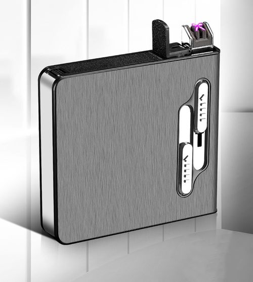 Metal cigarette case rechargeable windproof lighter integrated cigarette case