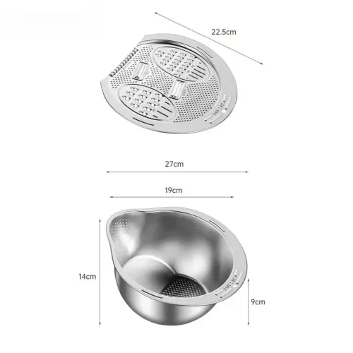 304 Stainless Steel 2 In1 Multi-Function Vegetable Washing and Draining Bowl  Cutting Basin
