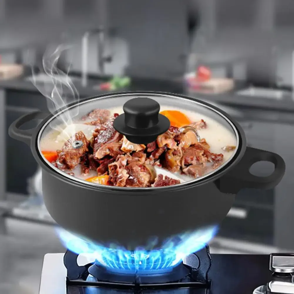 13-piece Cooking Set 13-piece Non-stick Cookware Set with Food-grade Iron Pots Anti-scald Handles Glass Lids Capacity for Home