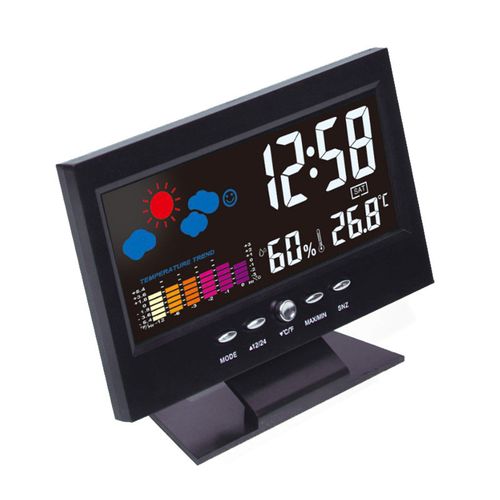 Voice-controlled color screen weather alarm clock