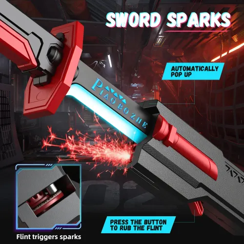 Laser Sword with Spray Sparks Smoke Multi-Color Changing LED Lights Sci-Fi Extendable Toy