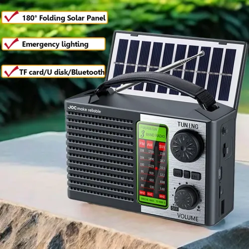 Portable Full-Frequency Radio Wireless Bluetooth Music Player with Powerful LED Light and Rechargeable Battery