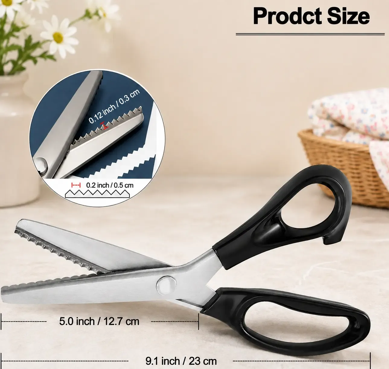 2PCS Stainless Steel Zig Zag Pinking Shears with Serrated Teeth - Durable, Sharp Sewing Tool for DIY Crafts, Dressmaking - Textiles & Sewing Supplies Accessory