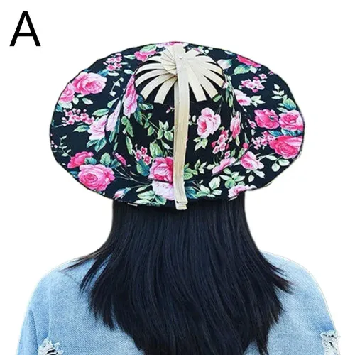 Outdoor Sports Beach Sun Shading Fashion Bamboo Fan Hat Foldable Bamboo Multifunctional Tourism Fan Hat Decoration