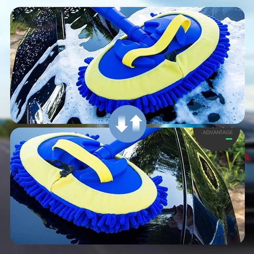 🧽 Durable Aluminum Long Handle Telescopic Car Wash Mop – Soft Microfiber, Scratch-Free & Adjustable Length ✨