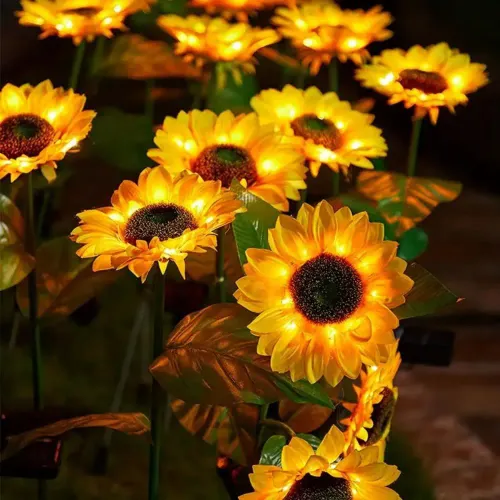 3 PCS Sunflower Solar Lamp LED Sunflower Yellow Flower Lamp Decor