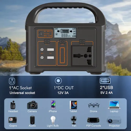 100W Portable Power Station Power Generator 110V 220V LED Light Emergency Solar Power Bank for Outdoor Camping Travel