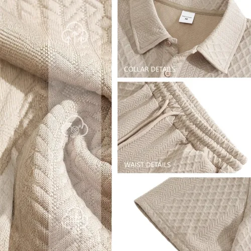 Casual Sports Style Short Two Piece Set Men's Fashion Solid Color Jacquard Short Sleeves Pullover POLO Shirt Shorts 2 Piece Sets