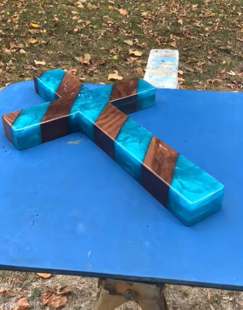 Handmade Epoxy Resin Wooden Cross Wall Decor