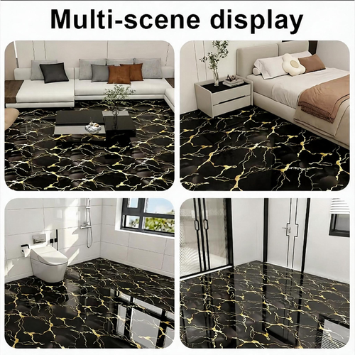 60×300cm Waterproof and Oil-Proof Gold-Vein Marble Pattern Floor Sticker