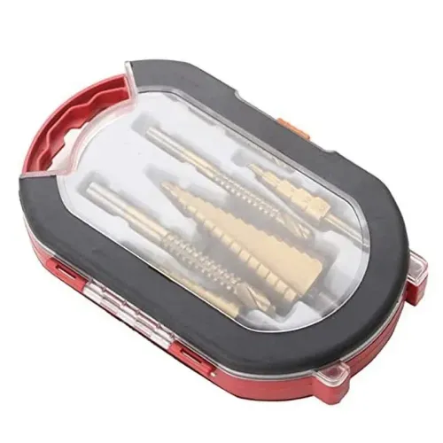 6 PCS 1 set Titanium Coated Drill Bit Set Including 3 Sizes of Step Drill Bits Twist Drill Bits for Metalworking Woodworking