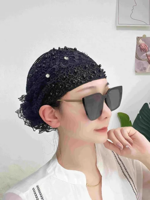 Women's Floral Pearl Lace Headwrap