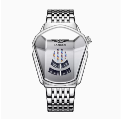 Men's Quartz Watch with Rhombus-Shaped Alloy Case