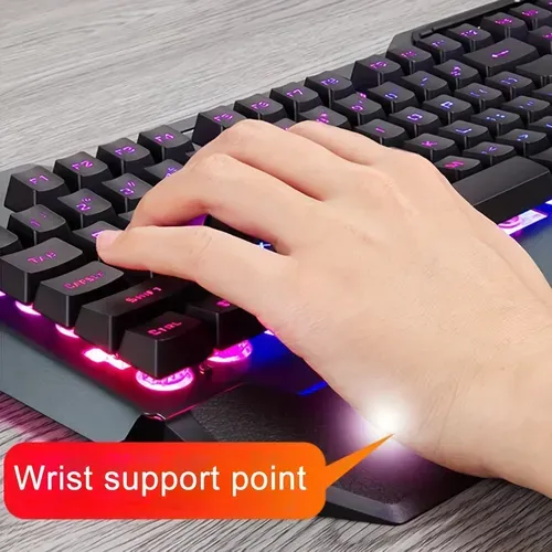 Gaming Keyboard Mechanical Feel with Bowl Holde RGB Backlit Modes Wired Gaming Keyboard for PC Deskto