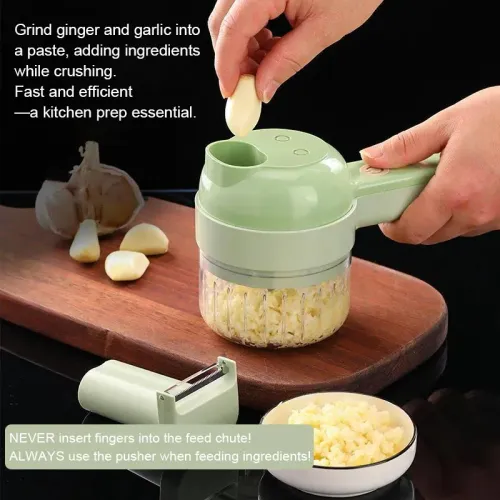 4-in-1 electric vegetable slicer, food peeler, garlic crusher, meat grinder, household kitchen chopper