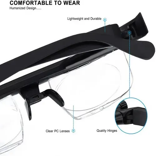 ADJUSTABLE FOCUS GLASSES NEAR AND FAR SIGHT 150-350 diopters