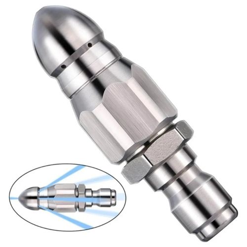 3pcs Seven-hole jetting Water Rat High Pressure Nozzle Quick Connect 1 Front 6 Rear Spray Sewer Pipe