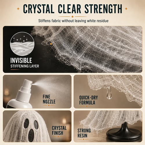 Halloween spray for quickly drying and stiffening fabrics