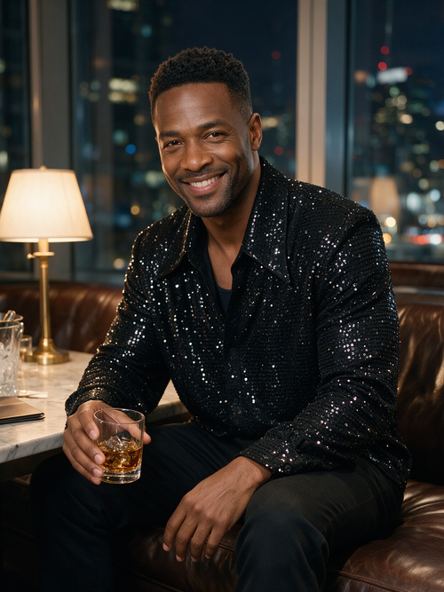 Black sequin suit jacket