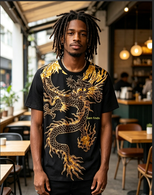 Mens Golden Dragon Streetwear