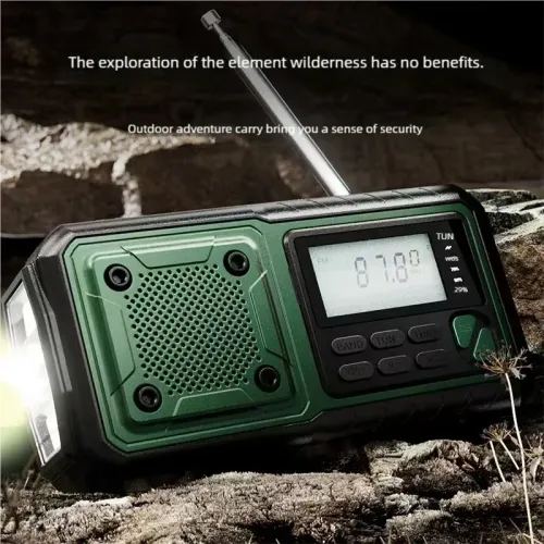 4000mAh Portable Emergency Solar Power Radio Hand Crank Charging AM FM Weather Radio Led Reading Flashlight Bank Phone Charger