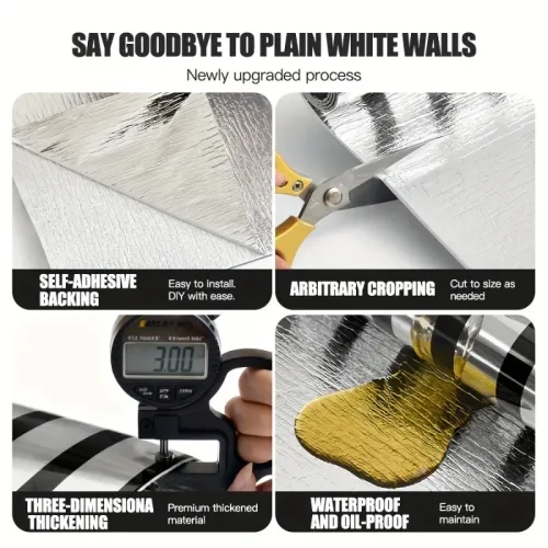Thick Plain Surface Grid Wallpaper Self-Adhesive Vinyl Reflective Mirror Texture Wall Stickers for Hallway Home Decor Art Panel