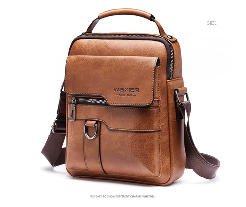 Men's Genuine Leather Crossbody Shoulder Bag