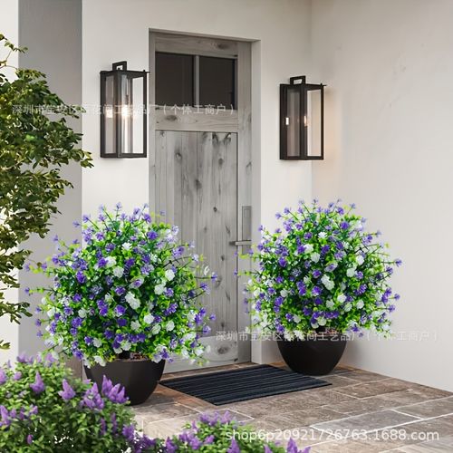 2 pis 45cm simulated white purple eucalyptus camellia grounding plug