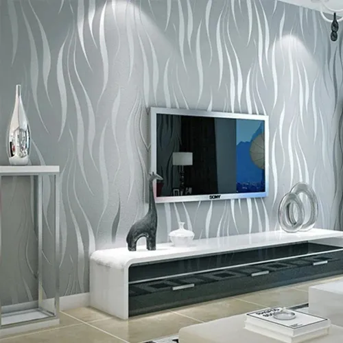 3pcs 53cm*1m Modern Luxury Geometry Wallpaper 3D Embossing Silver Grey Non-woven Wallpaper