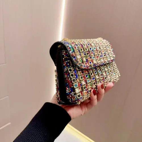Multi-color Square Evening Bag Clutch Luxury Shoulder Bag Hand Armpit Chain Wedding Party Rhinestone Elegant Exquisite Handbag