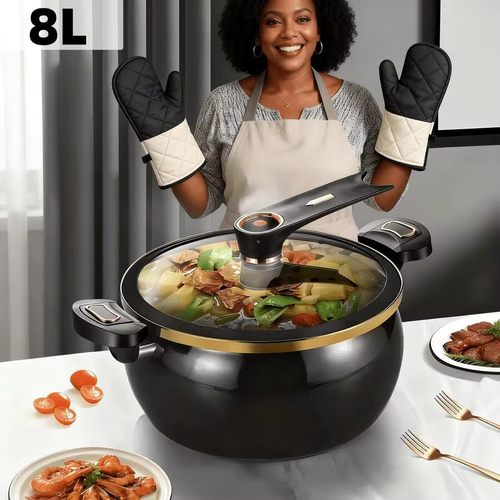 8L Ceramic Enamel Micro-Pressure Pot (28cm Large-Capacity Non-Stick Stew Pot)