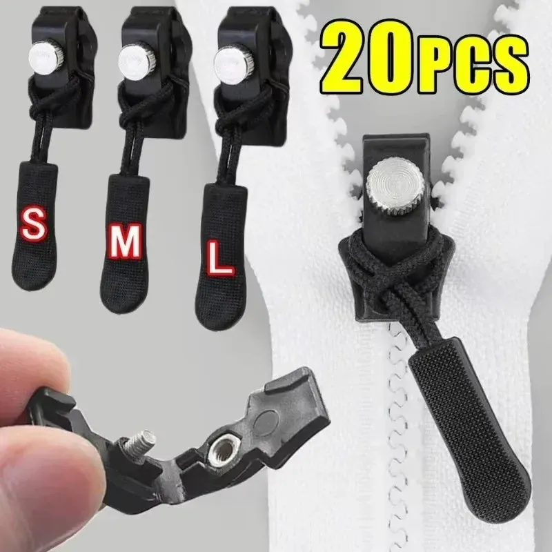 60Pcs Universal Zipper Repair Kit Quick Instant Detachable Zipper Head Replacement Zipper Slider Pull for 3 Different Size
