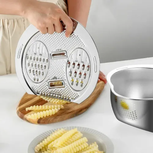 304 Stainless Steel 2 In1 Multi-Function Vegetable Washing and Draining Bowl  Cutting Basin