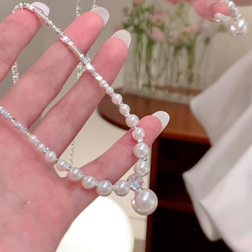 Silver Pearl Drop Necklace