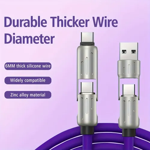 3 in 1 USBType C to Type C Cable counter Tangle RGB Luminous 120W Fast Charging Data Sync Cord Liquid Silicone Aluminum Alloy